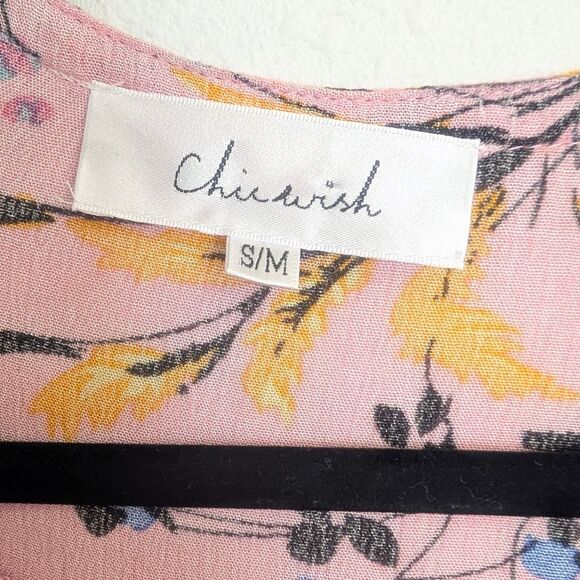 Chicwish Boho Floral Crochet V-Neck Pink Tunic S/M Romantic - Picture 7 of 9